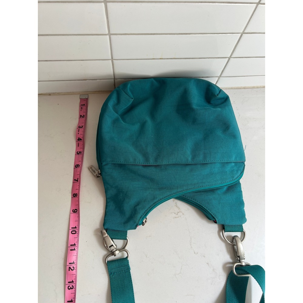 Baggallini Teal Nylon Crossbody Bag with Pink Lining and Adjustable Strap - Picture 7 of 8